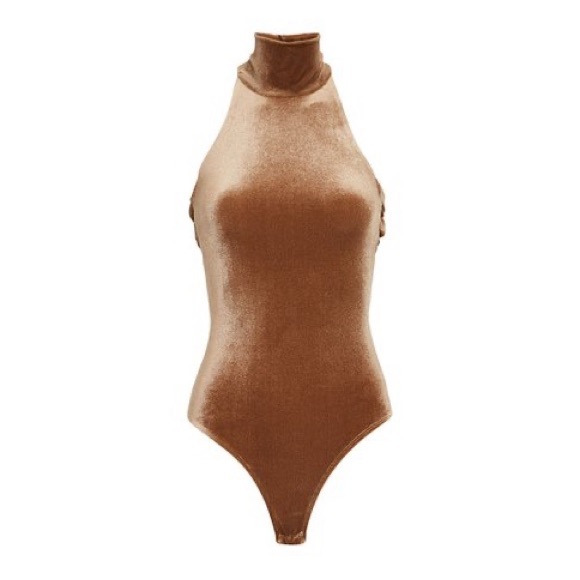 ALIX NYC ‘Bentley’ Cutout Sleeveless Velvet Bodysuit in Golden Brown Size Medium - Picture 4 of 13